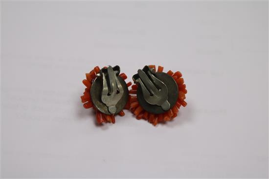 A mixed group of coral items including necklaces, brooch and earrings.